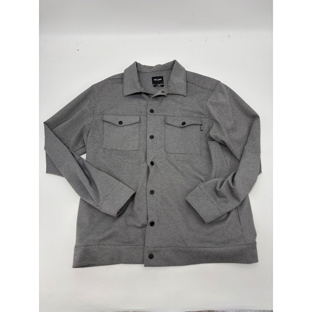 Only & Sons Mens Grey Snap Front Overshirt Jacket Size XL Heathered Grey Pocket
